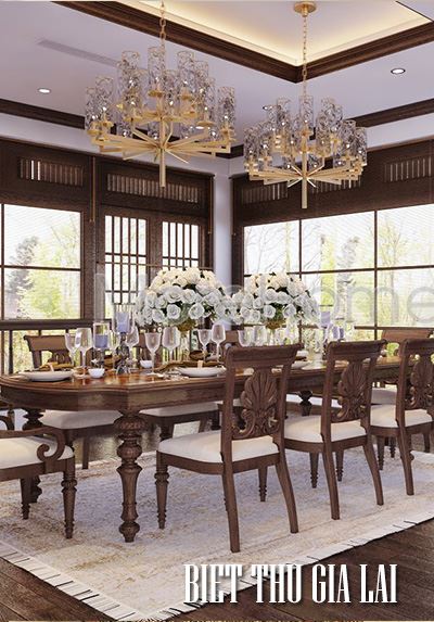 Thiết kế nội thất biệt thự gỗ cao cấp tp Pleiku Gia Lai 