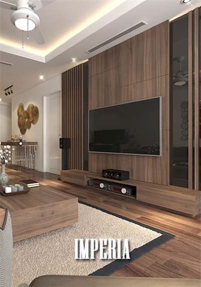 Thiết kế nội thất chung cư với chất liệu gỗ óc chó tại Imperia Garden